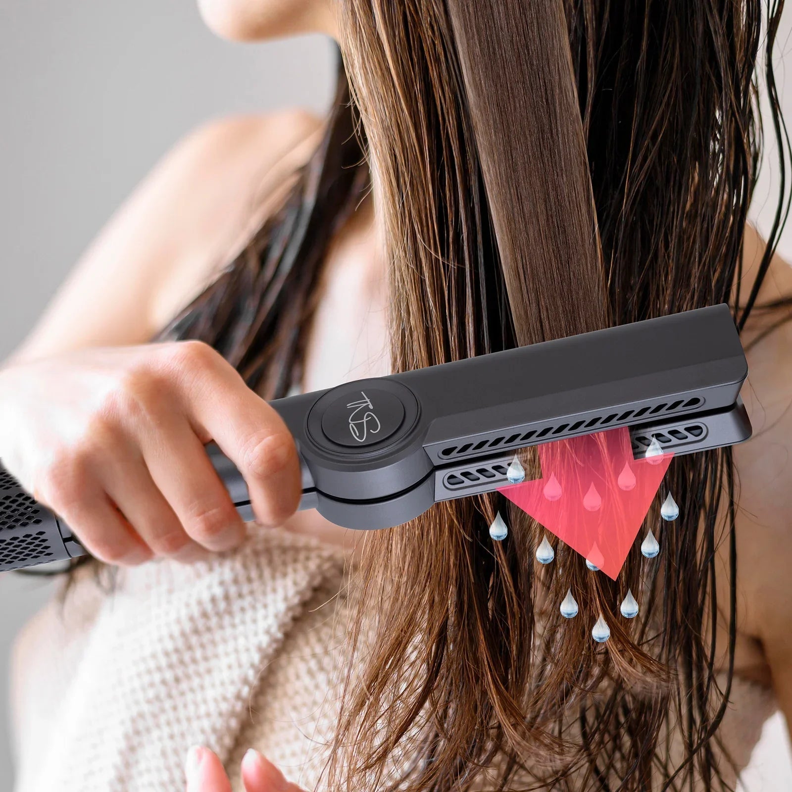 TNS SuperSilk straightening wet hair without hot plates